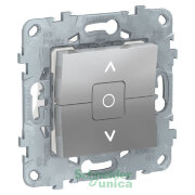 NU520830 - UNICA NEW выключатель 2-клавишный, для жалюзи, с фиксацией, сх. 4, алюминий