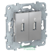 NU542730 - UNICA NEW USB-КОННЕКТОР, 2-местный, алюминий