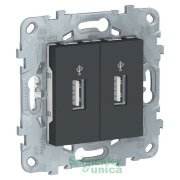 NU542754 - UNICA NEW USB-КОННЕКТОР, 2-местный, антрацит