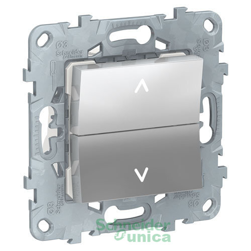 NU520730 - UNICA NEW выключатель 2-клавишный, для жалюзи, без фиксации, 2 х сх.4, алюминий