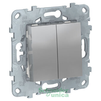 NU521130 - UNICA NEW выключатель 2-клавишный, сх. 5, алюминий