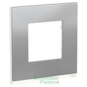 NU600280 - UNICA PURE рамка 1-постовая, горизонтальная, алюминий МАТОВЫЙ/белый