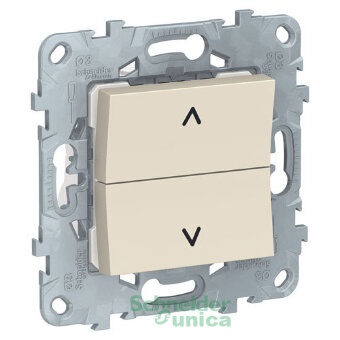 NU520744 - UNICA NEW выключатель для жалюзи, 2-клавишный, кнопочный, 2 х сх. 4, бежевый