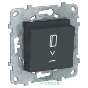 NU528354 - UNICA NEW выключатель карточный, с подсветкой, 10 А, антрацит