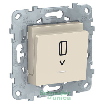 NU528344 - UNICA NEW выключатель карточный, с подсветкой, 10 А, бежевый