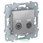 NU545630 - UNICA NEW розетка R-TV/SAT, проходная, алюминий
