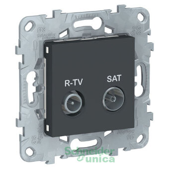 NU545654 - UNICA NEW розетка R-TV/SAT, проходная, антрацит