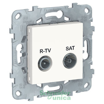 NU545618 - UNICA NEW розетка R-TV/SAT, проходная, белый