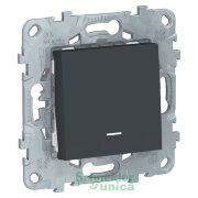 NU520154N - UNICA NEW выключатель 1-клавишный, с подсветкой, сх. 1а, антрацит