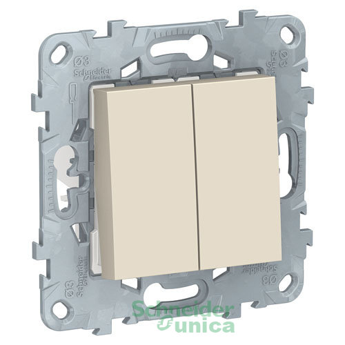 NU521544 - UNICA NEW переключатель 2-клав, перекрестн, 2 x сх. 7, 10 AX, 250 В, бежевый