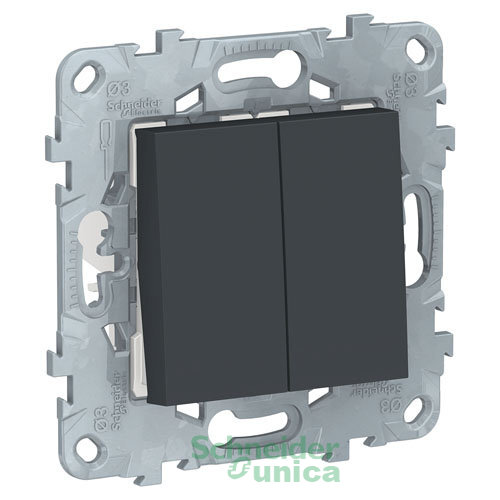 NU521554 - UNICA NEW переключатель 2-клав, перекрестный, 2 x сх. 7, 10 AX, 250 В, антрацит