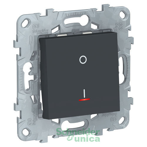 NU526254S - UNICA NEW выключатель двухполюсный, 1-кл., с индик., сх.2а, 16 AX, 250В, АНТРАЦ