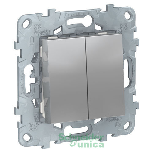 NU521330 - UNICA NEW переключатель 2-клавишный, 2 х сх. 6, алюминий
